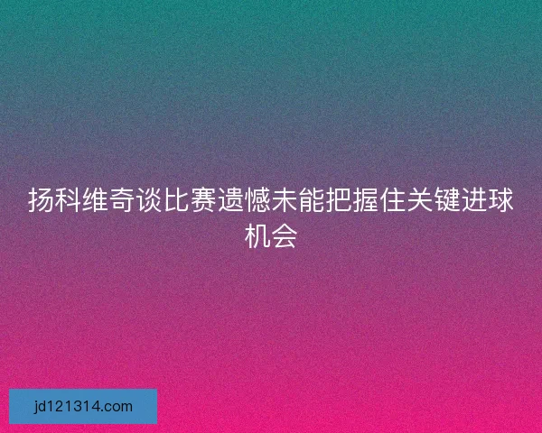 扬科维奇谈比赛遗憾未能把握住关键进球机会