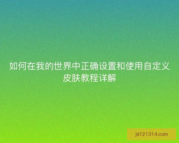 如何在我的世界中正确设置和使用自定义皮肤教程详解 如何在我的世界中正确设置和使用自定义皮肤教程详解
